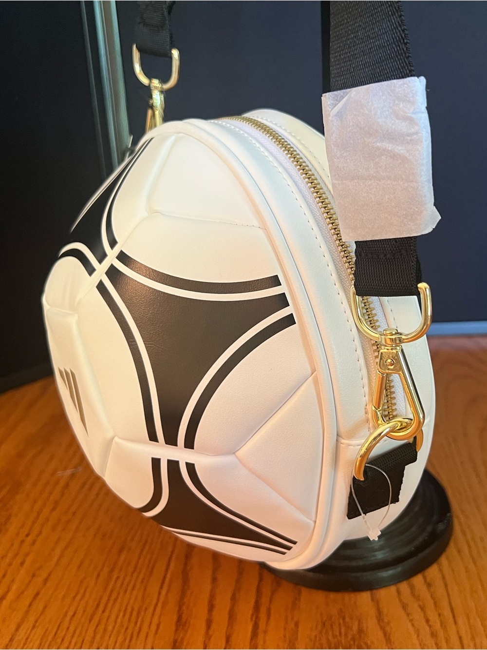 Adidas Soccer Ball Crossbody Bag - White/Black/Gold Metallic - Picture 5 of 9